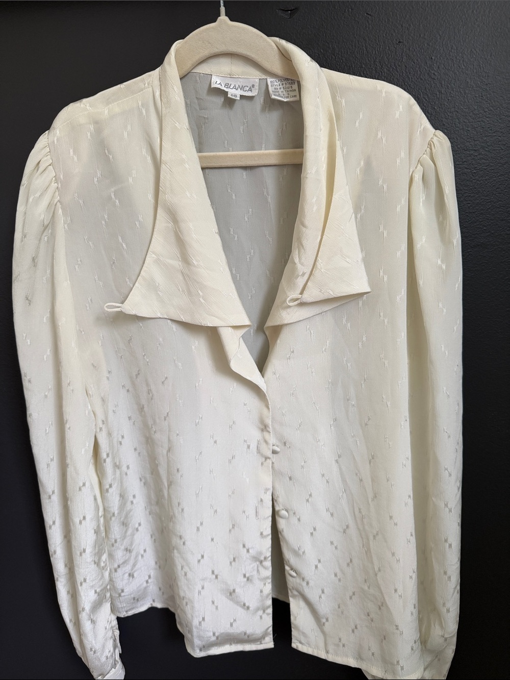 La Blanca Ivory Textured Long-Sleeve Blouse